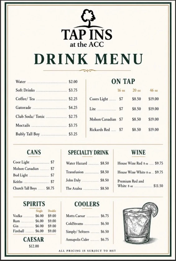 Tap Ins Drink Menu2026